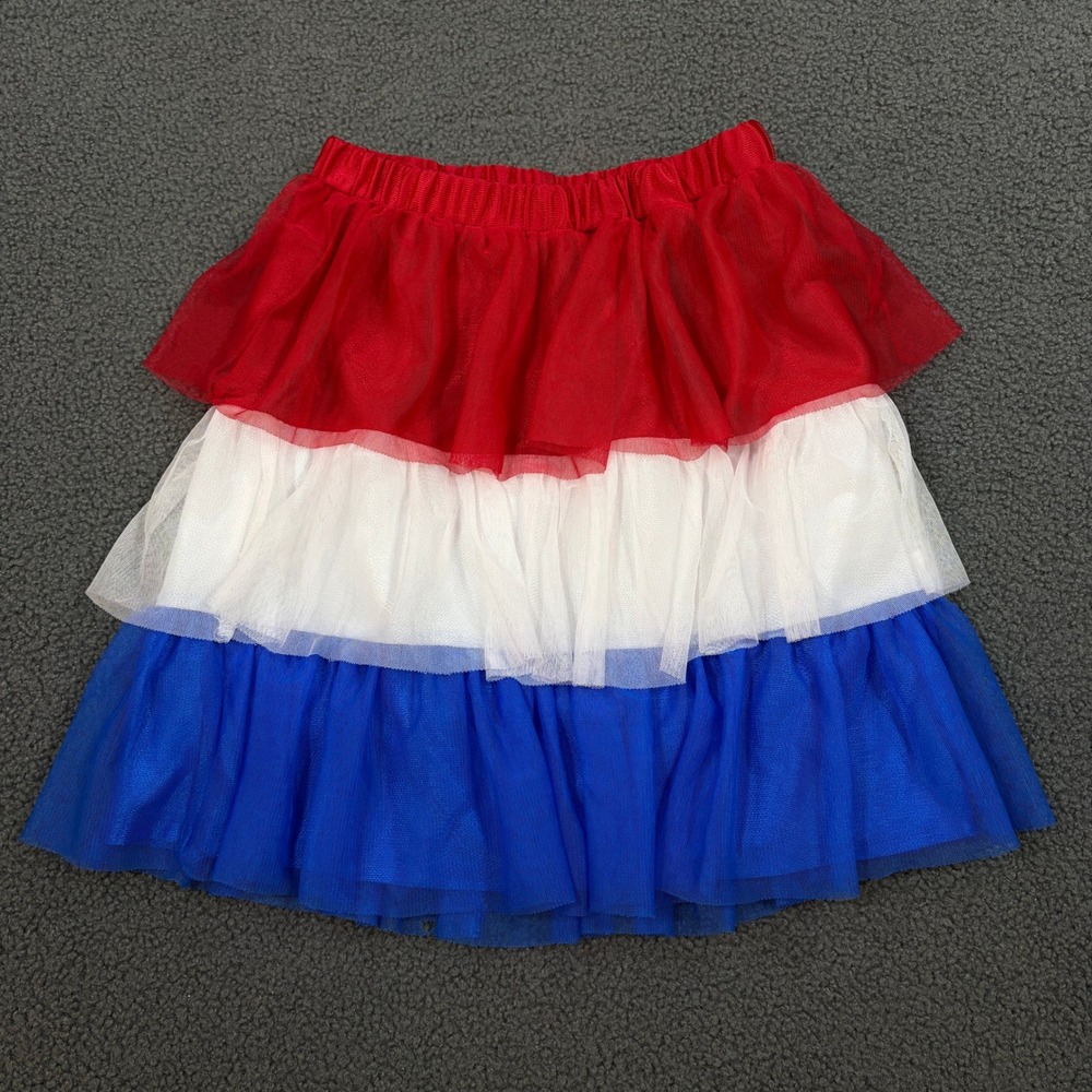 Wonder Nation Skirt Girls L 10-12 Red White Blue Tulle Tiered Patriotic Tutu